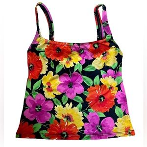 Women’s Speedo Swim Tank Top with Built in Bra - Retro Style Floral Summer Tank